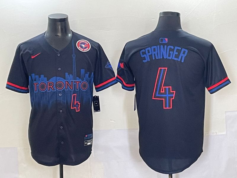 Men 2025 Toronto Blue Jays #4 Springer Black Joint Name Nike MLB Jersey style 12